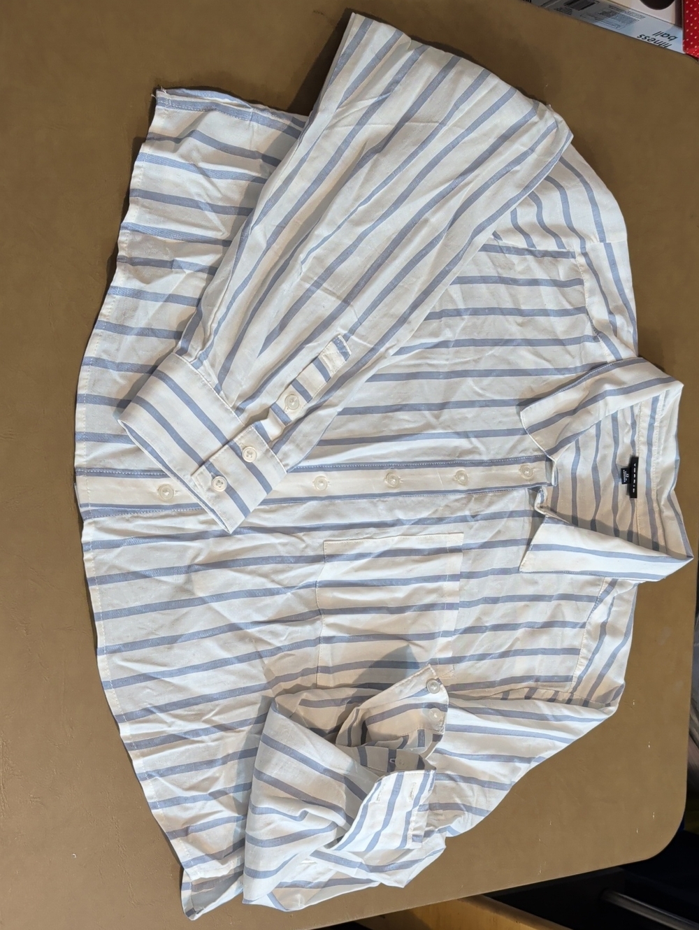torrid White and Light Blue Striped Dress Shirt